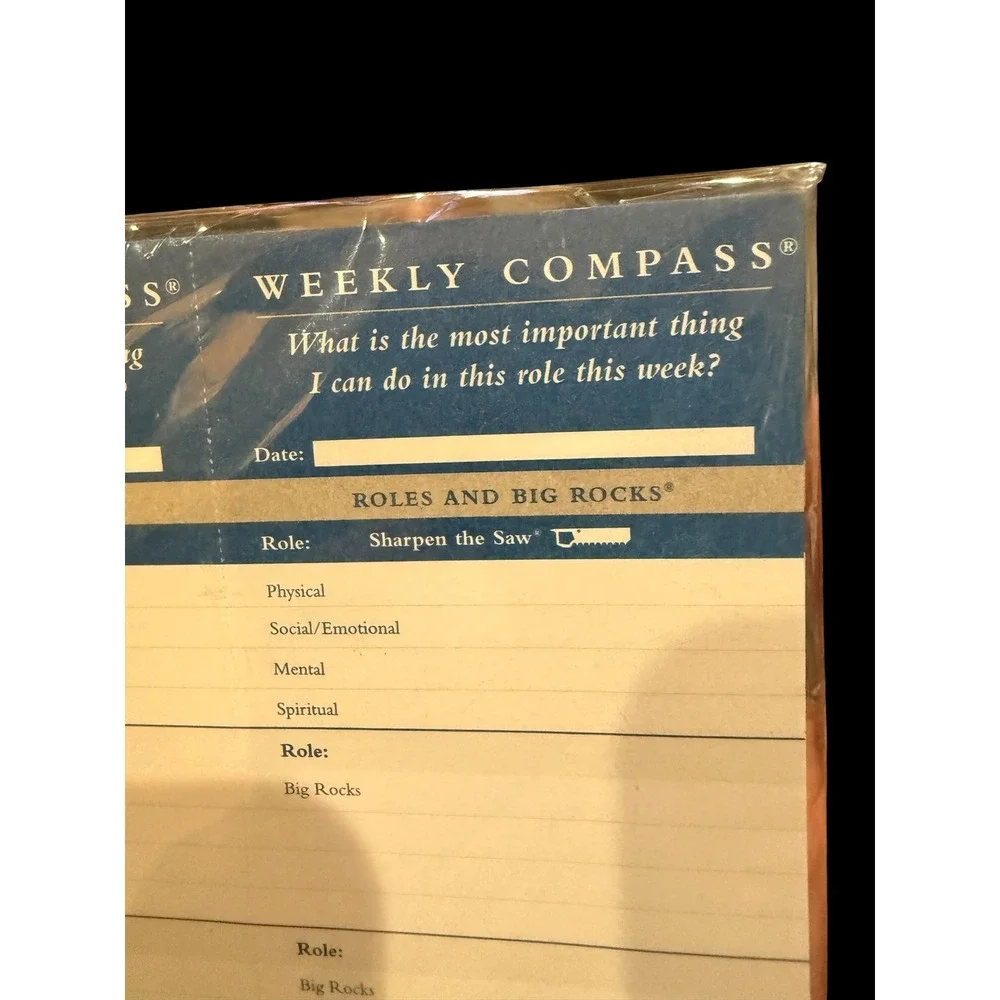 FranklinCovey Weekly Compass Cards Classic Size 7 Ring Binder Planner Inserts